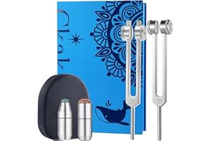 Ckakra Weighted Tuning Forks Set with Genuine Gemstone Base, Complete Set for Effective Sound Therapy,Gem-Feet for Deeper Resonance & Enhanced Vibration,Odorless Silicone Activator,OM136.1+OTTO128