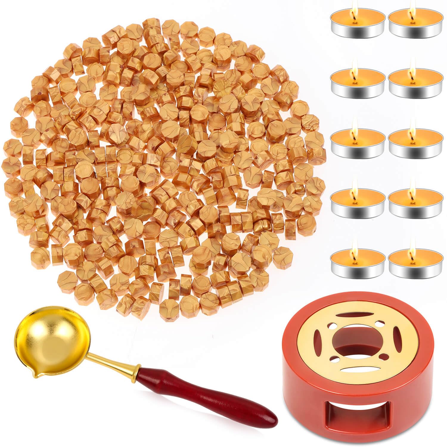 Paxcoo Sealing Wax, 312pcs Sealing Wax Kit with Wax Seal Beads, Wax Seal Warmer, Wax Spoon and Tealight Candles for Wax Stamp Letter Sealing