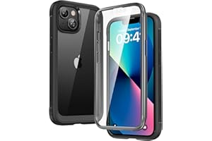 Diaclara Designed for iPhone 13 Case, Full Body Rugged with Built-in Touch Sensitive Anti-Scratch Screen Protector, Soft TPU Bumper Case for iPhone 13 6.1" (Black and Clear)