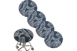 DEBRUYNE ANWUCHEN Stool Covers Round,4 Pack Stretch Round Bar Stool Covers Elastic Bar Stool Seat Covers Round Stool Cushion Slipcover Bar Chair Cover with Elastic Band for 13-18 Inch Round Barstools(Leaf)