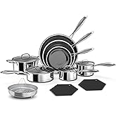 Nonstick Pots and Pans Set, 14 Piece Hybrid Hex Non Stick Stainless Steel Cookware with Frying Pans, Saute Pan, Saucepans & Stock Pot - Induction Compatible, Dishwasher &Oven Safe, PFOA Free
