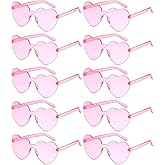 HKOVNE 10 Pairs Heart Shaped Sunglasses for Women Rimless Heart Glasses Bachelorette Sunglasses Bulk Valentines Day Gifts (Pink)