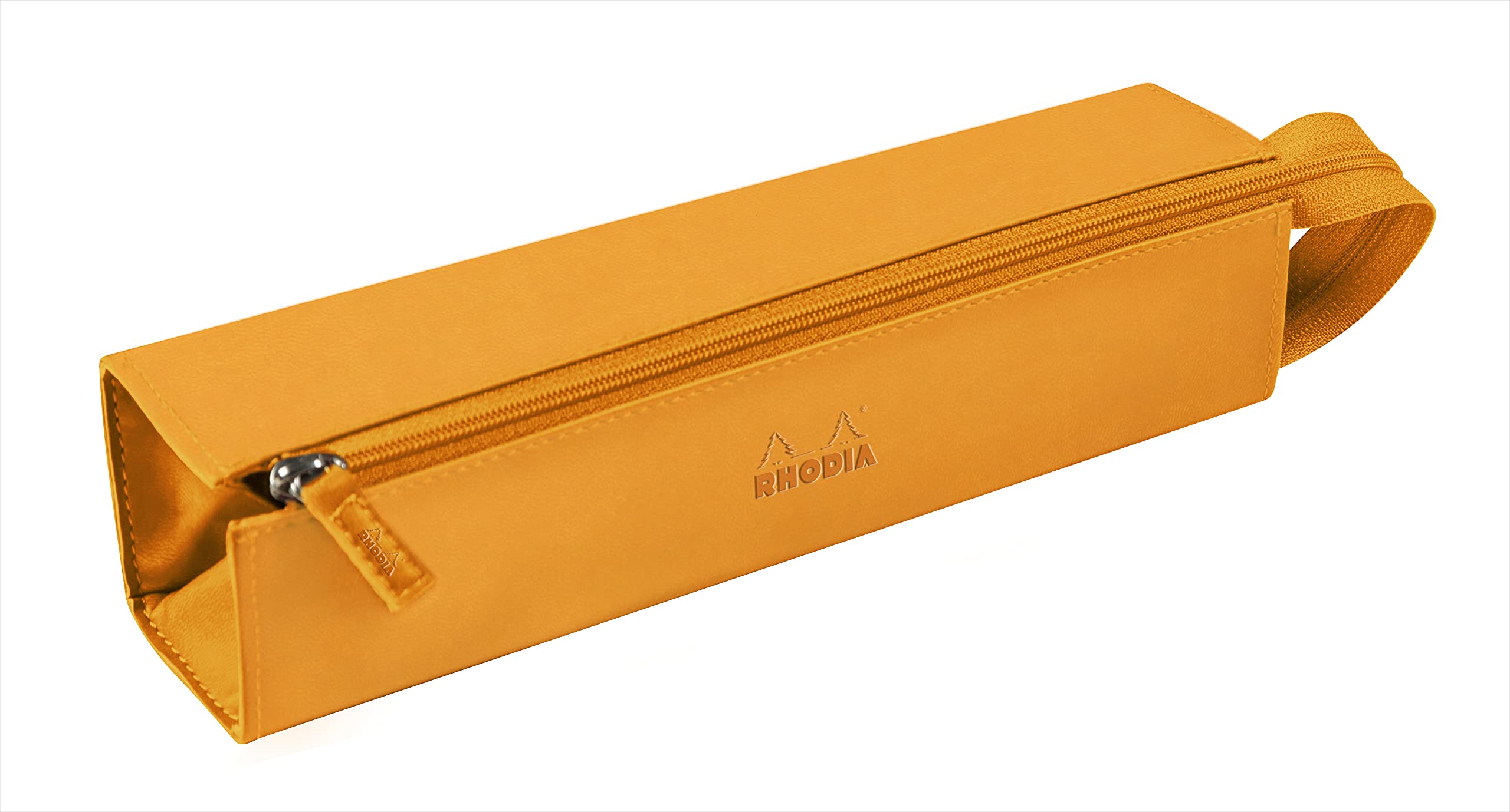 RHODIA 319025C - Pencil case Rhodiarama Orange - 23x5x5 cm - Flat opening for use as a pencil case - Faux leather - Storage for pens, pencils, markers, small supplies