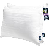 Serta Down Illusion Balanced Support Cotton Pillows,Standard/Queen (2 Pack) | Down alternative fill offers soft comfort for every sleep position, hypoallergenic and machine washable