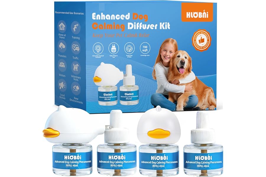 Dog Calming Diffuser – 2-Pack Dog Pheromone Calming Diffuser Kit for Stress, Anxiety, Barking & Destructive Behavior Relief,