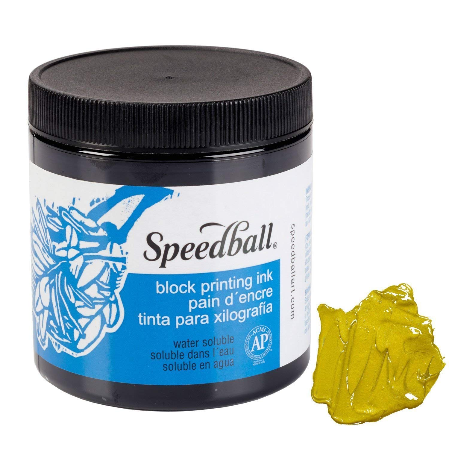 Speedball 8oz Water-Soluble Block Ink Gold, for Block Printing Lino Printing, Screen Printing, For Artists Kit - Image 4