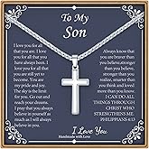IEFLIFE Cross Necklace Gifts for Men, Silver/Gold/Black Cross Necklace Box Chain Necklace for Men, Fathers Day Valentines Christmas Religious Christian Gifts for Dad Son Husband Step Dad