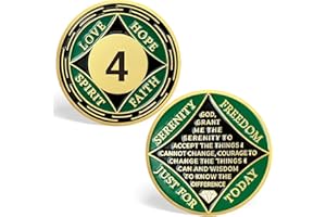 TEIKITIZI 4 Year NA Sobriety Coin, Green NA Medallions Sobriety Chips - Love, Hope, Spirit, Faith Addiction Recovery Coins Sober Tokens for Narcotics Anonymous Recovery Sober Gifts