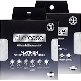 AllerEase Platinum Allergy Pillow Protector Standard/Queen 2pack | Temperature balancing; plush knit fabric; zippered closure; hot-water washable; helps keep pillow fresher between washes