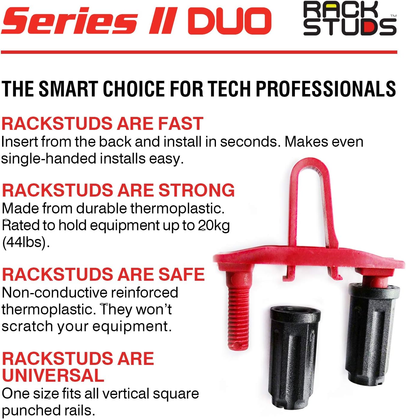 Rackstuds DUO 1RU Rack Mount Solution Series II – No More Cage Nuts ...