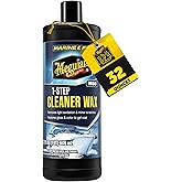 Meguiar's M5032 Marine/RV One Step Cleaner Wax, Easy-to-Use Marine Wax for Boats and RVs That Removes Light Defects, Restores Color Brilliance, and Protects the Surface, 32 Fl Oz