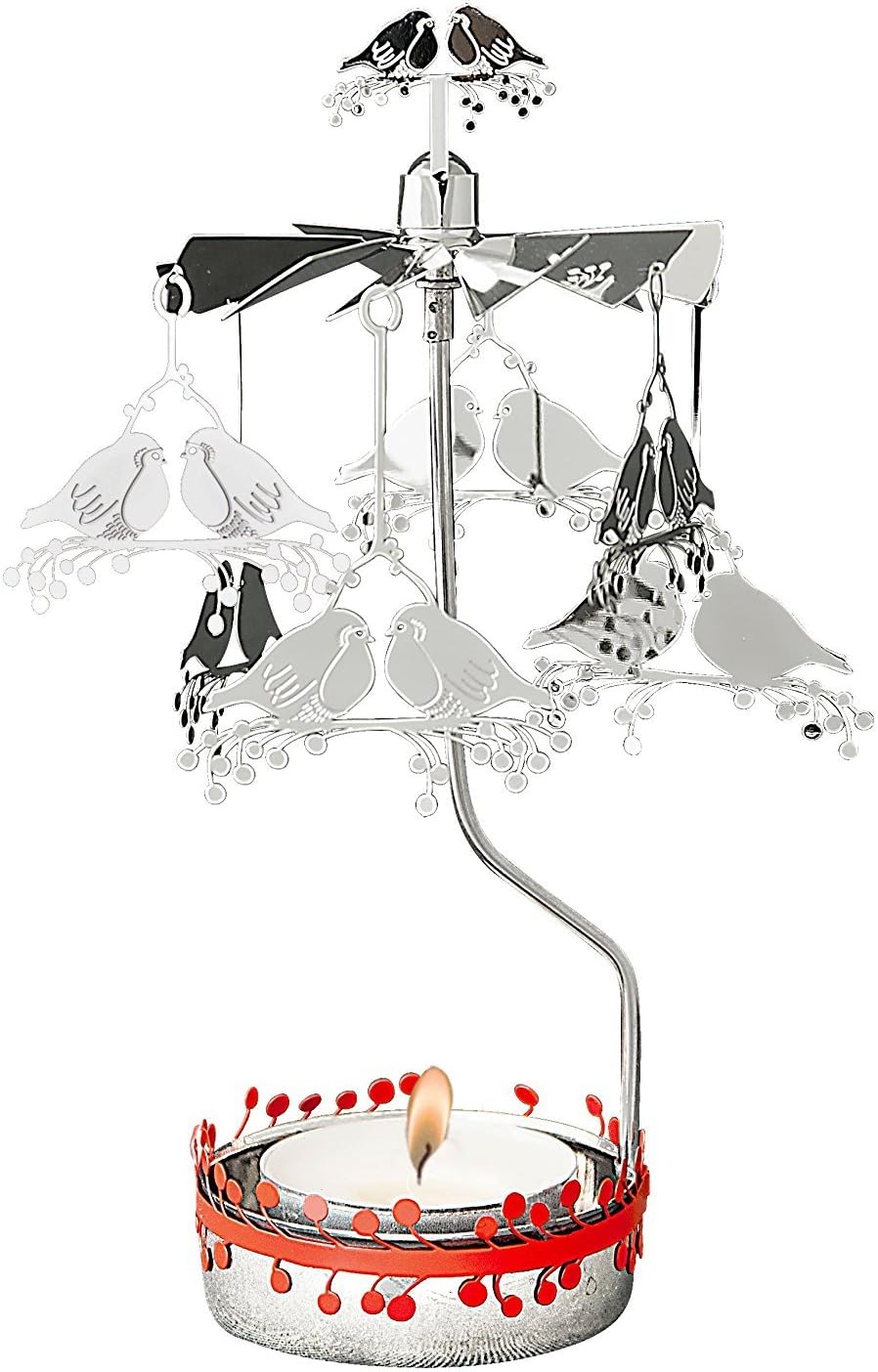 Pluto Produkter Robin Rotary Spinning Tealight Candle Holder Silver
