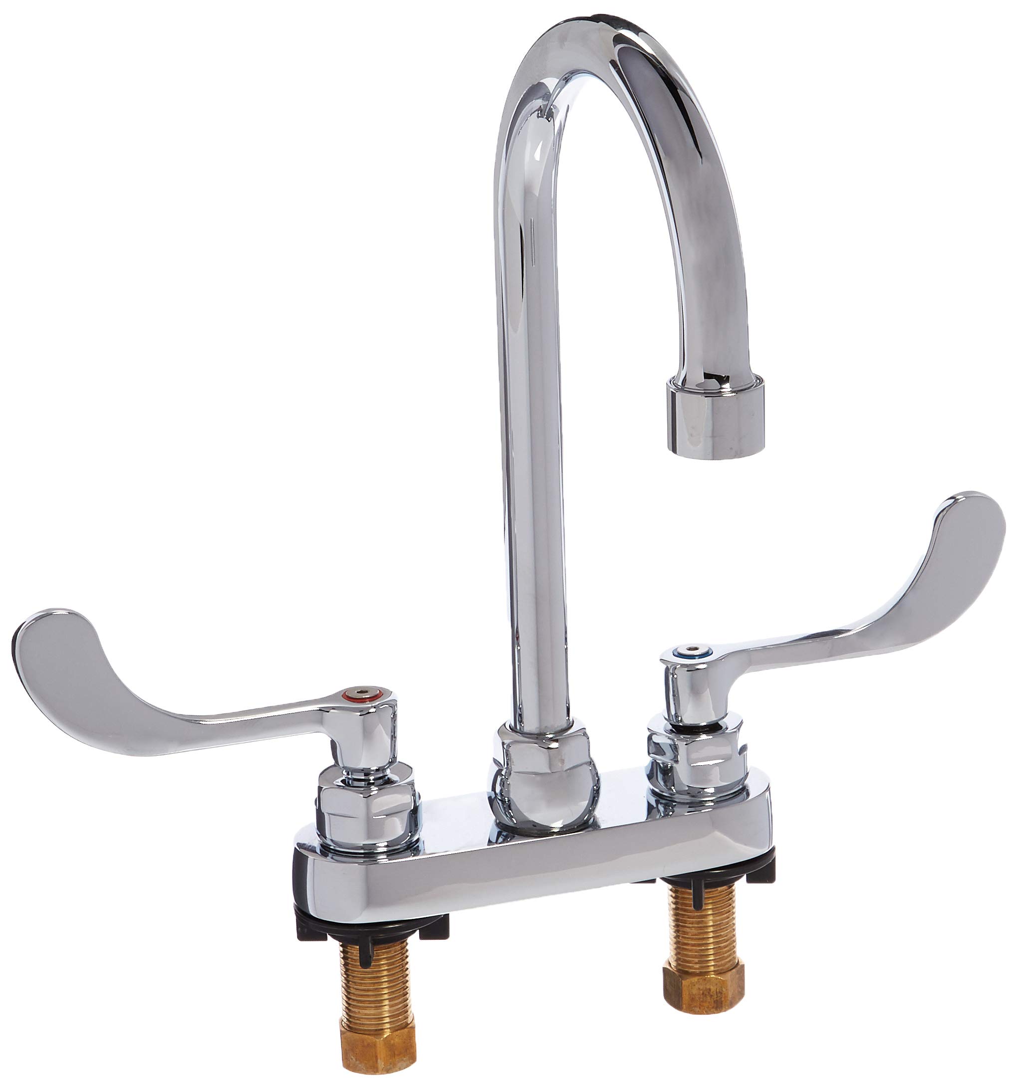 Photo 1 of American Standard 7500.175.002 Monterrey Centerset 0.5 Gpm Lavatory Faucet with Gooseneck Spout and VR Wrist Blade Handles Less Drain, Polished Chrome