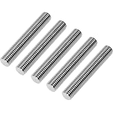 Uxney M8 x 1.25 x 50mm Fully Threaded Rod, 304 Stainless Steel All Thread Stud, High Strength Corrosion Resistant for Furniture, Machinery, DIY Projects（5 Pack）