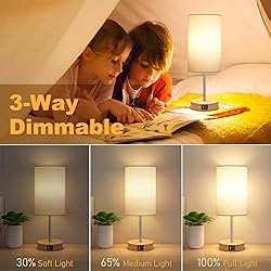 AKASUKI Table Lamp for Bedroom, 3 Way Dimmable