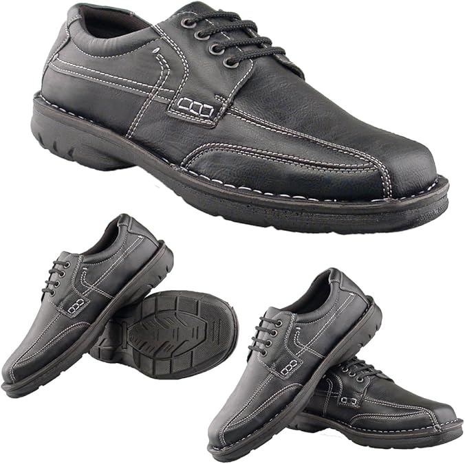 Mens New Black Leather Lace Up EEE Wide Fit Full Fit Comfort Casual Shoes (Mens UK 11) Amazon