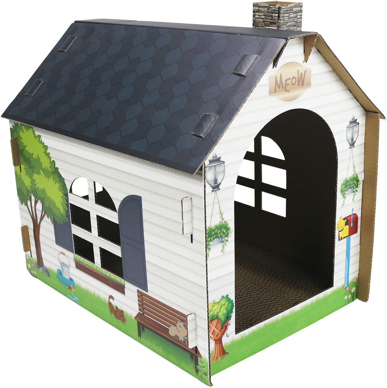 ASPCA Cat House & Scratcher w/ Bonus Catnip Included : Pet Supplies