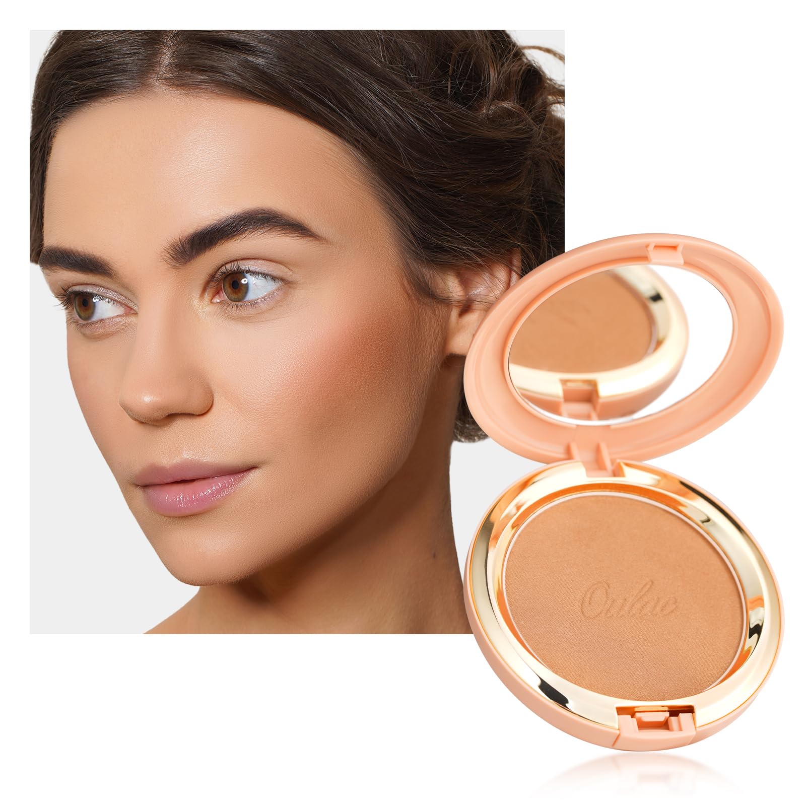 Oulac Brozner Powder Face Makeup - Bronzed Glow Satin Finish, Highly Pigmented, Sun kissed Natrual Look, Also for Blusher, Contour Cream Bronzer, Vegan & Cruelty-Free B01