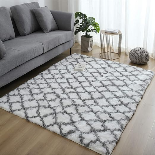 Amazon Com Minimalist Modern Indoor Shag Area Rug Wool Non Slip Living Room Carpets Trellis Rugs For Bedroom Home Decor Dining Room Kitchen Dining