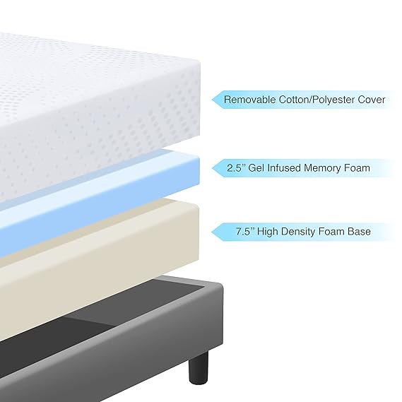 Amazon Best Choice Products 10" Dual Layered Gel Memory Foam