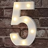 Pooqla Decorative Led Light Up Number Letters, White Plastic Marquee Number Lights Sign Party Wedding Decor Battery Operated 