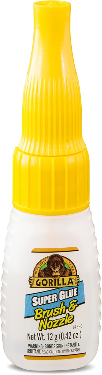 Gorilla Super Glue with Brush & Nozzle Applicator, 12 Gram, Clear, (Pack of 1) - - 