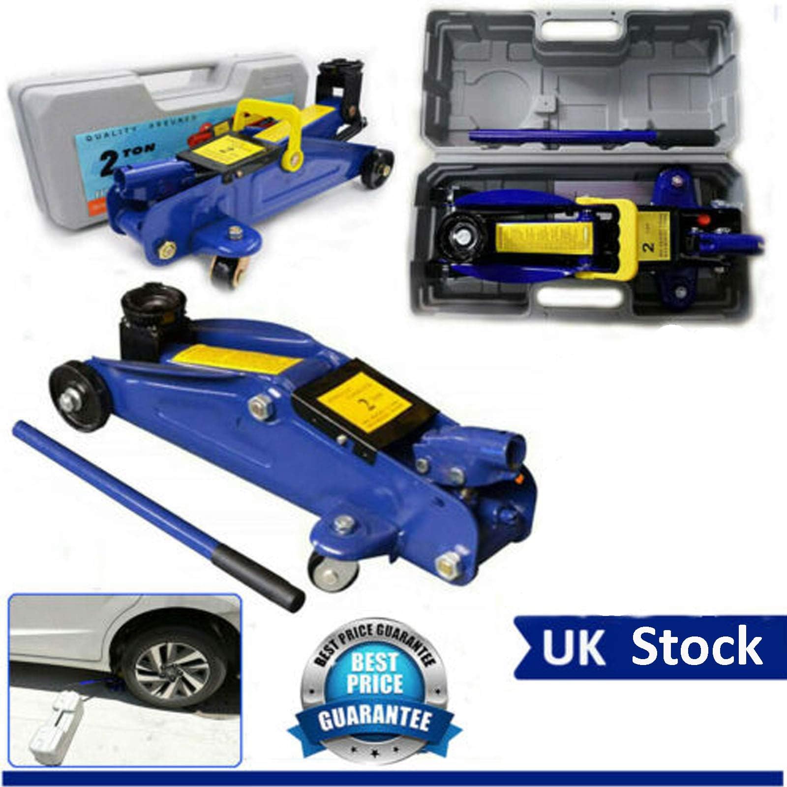 2 Ton Low Profiles Hydraulic Floor Jack Car Jack Trolley with Storage Case for Van Garage Lifting from 135mm to 320mm, 4400lbs Capacity