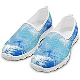 HERCHA Blue Round Toe Cute Shoes for Office Work Women Elegant Slip On Flat Lightweight Comfortable Walking Shoes Women Summer Casual Daily Wear Gifts for Wife Mom Sister