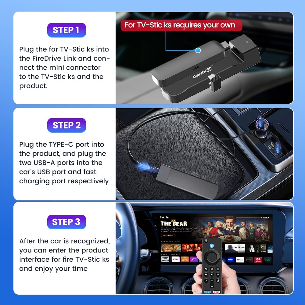 Carlinkit CarPlay HDMI Adapter Designed for TV-Stic ks?Fit for Wired CarPlay Car?Supports TV-Stic ks?Watch Netflix YouTube TikTok etc.Videos on CarPlay?Up to 1080p Support?FireDrive Car Adapter