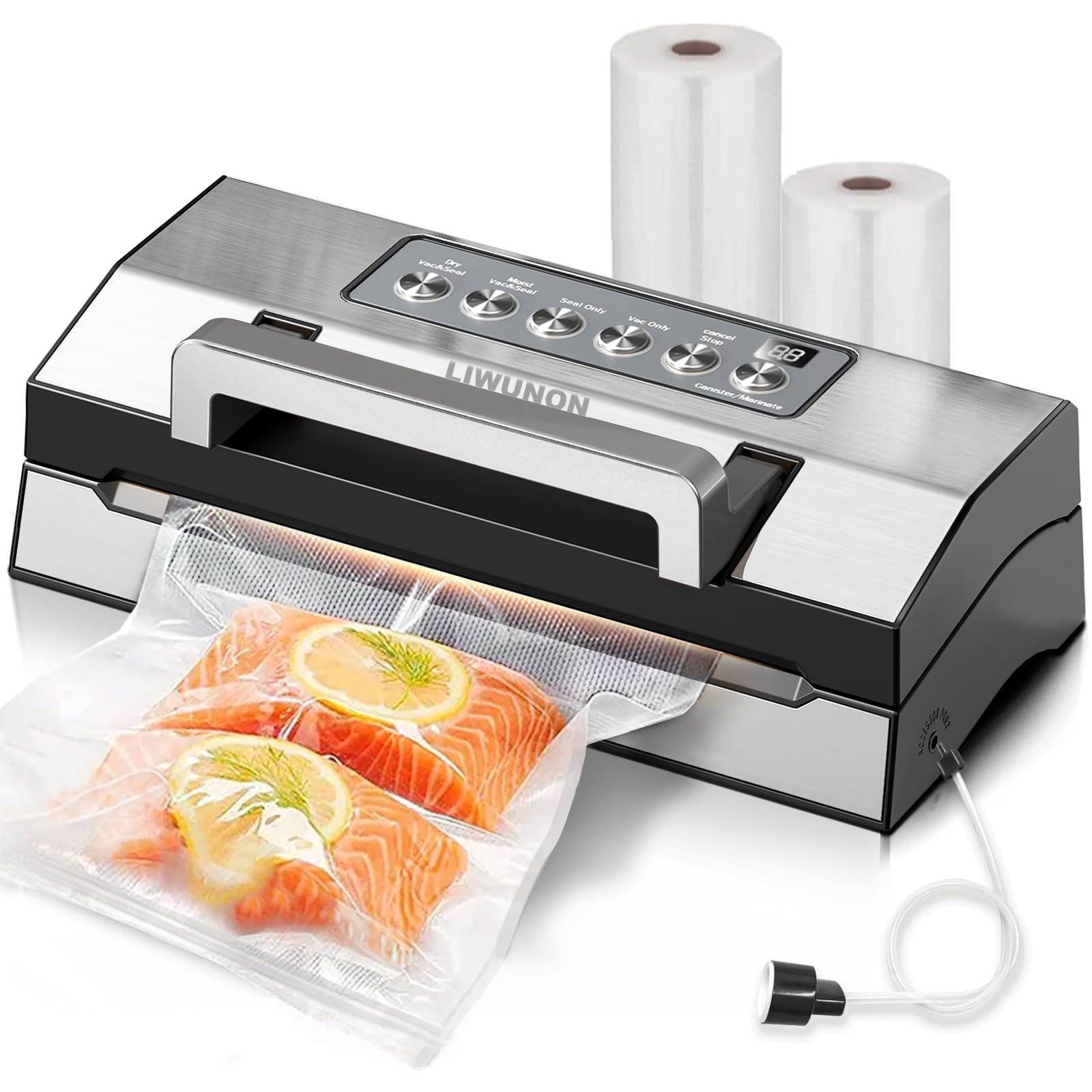 Photo 1 of 2025 Upgraded Precision Fast-Vacuum Sealer, LIWUNON Commercial Full Automatic Food Vacuum Sealer Machine, Double Heat Seal, Built-in Cutter&Bag Storage, Powerful Food Vacuum Saver, 2 Bag Rolls&hose