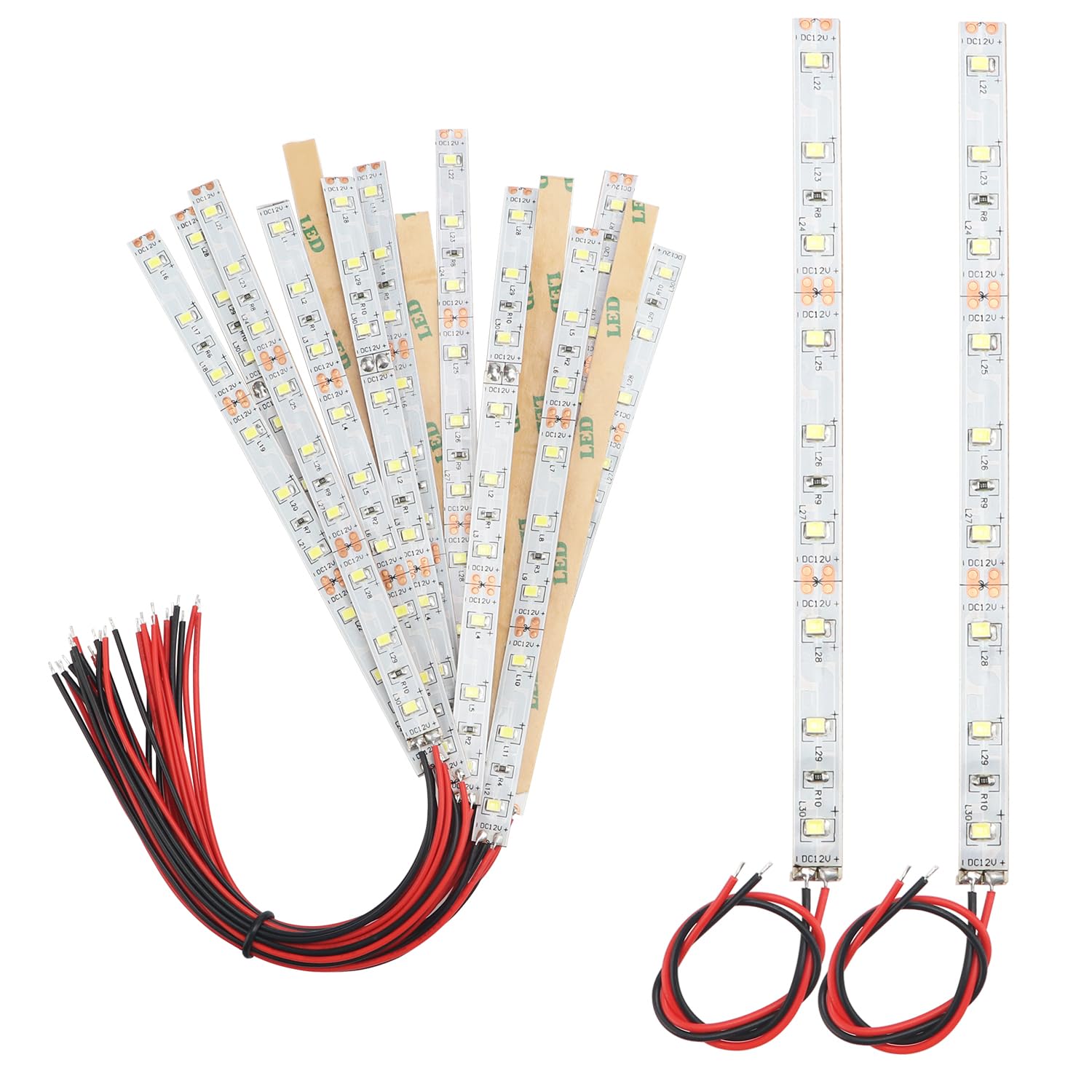 YIXISI 15 pieces 150 mm pre-wired LED strips, 2335 SMD LED, model building LED lighting, 12-18 V LED strips, white