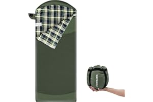 WKFAMOUT Backpacking Flannel Sleeping Bag Lightweight for Adults Hiking Ultralight Compact Sleeping Bag Portable Warm Weather Summer with Compression Sack