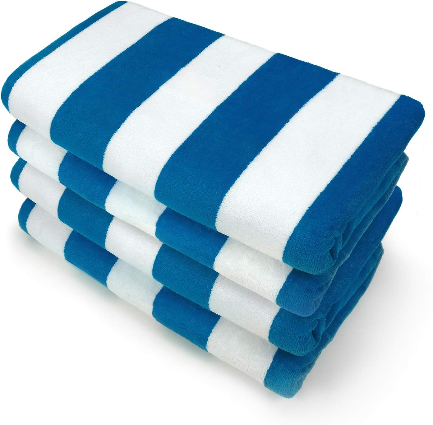 BEN KAUFMAN SALES COStriped Towel - Absorbent, 100% Cotton - Oversized Towels for Beach Essentials - Quick-Dry for Swimming - Soft with Striped Design - 32" x 62", Turquoise (Pack of 4)