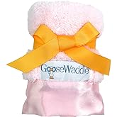 GooseWaddle Luxury Silky Smooth, Satin Trimmed Baby Blankie, 100% Polyester Machine Washable Blanket, Soothing Nursery Blankie for Girl (14x14 Inches) Pink