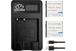 LOTUS POWER NP-40 Batteries & Charger, NP40 Intelligent LCD Single Charger with NP 40 Battery - Suitable for Camera Casio Exi