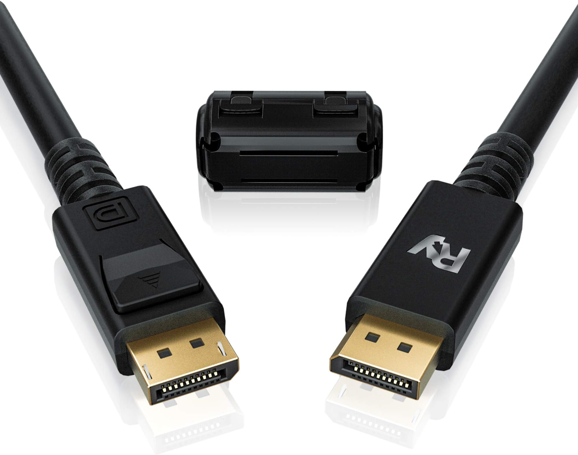 DisplayPort Cable 144hz, Ryarm DisplayPort 1.4 Cable 6.6ft(4K@144Hz, 8K@60Hz) Noise-Suppressor,DisplayPort 1.4 Tested, High Speed 32.4Gbps Display Port, DP Cable for 144Hz Gaming Monitor, Black