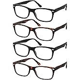 Success Eyewear Reading Glasses Set of 4 Black Quality Readers Spring Hinge Glasses for Reading for Men and Women