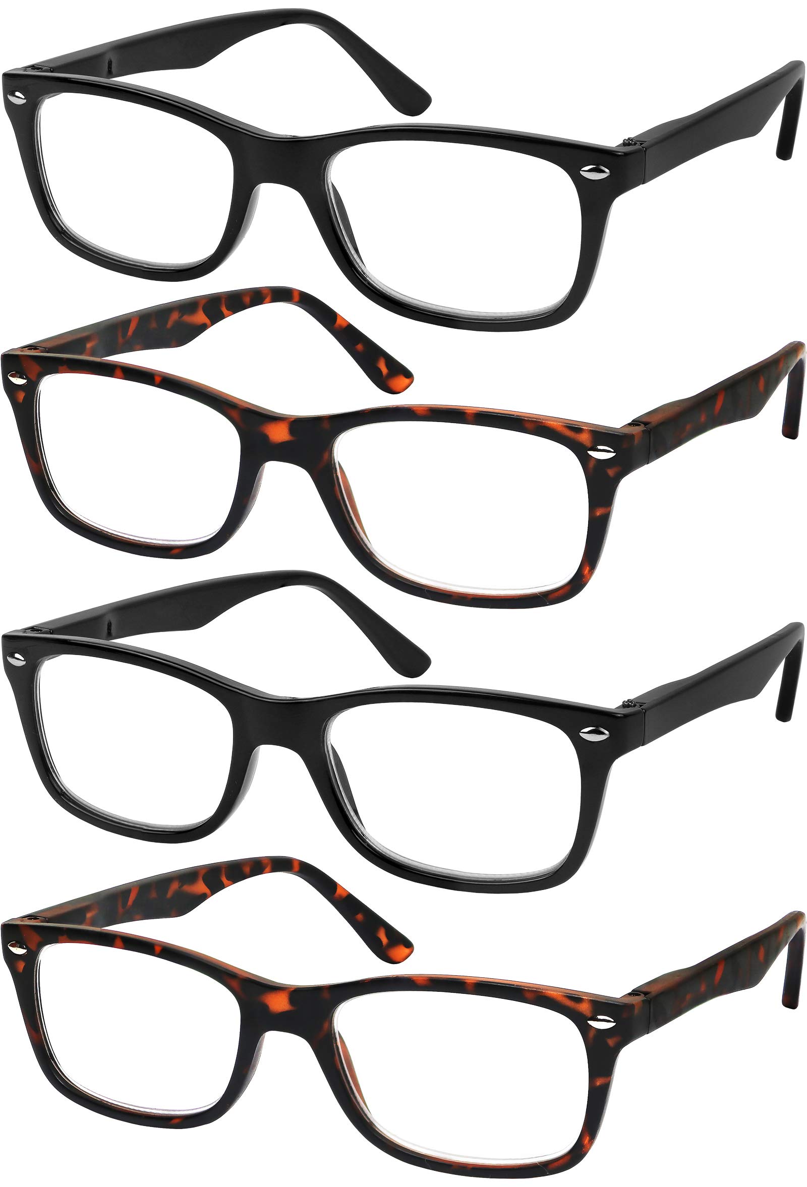 Photo 1 of *PARTIAL SET - See Clerk Notes*
Success Eyewear Reading Glasses Set of 4 Quality Readers Spring Hinge Glasses for Reading for Men and Women Set of 2 Black and 2 Havana 1.5