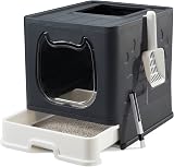 Vealind Covered Cat Litter Tray with Lid Front Door Drawer view 1