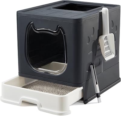 Vealind Covered Cat Litter Tray with Lid Front Door Drawer