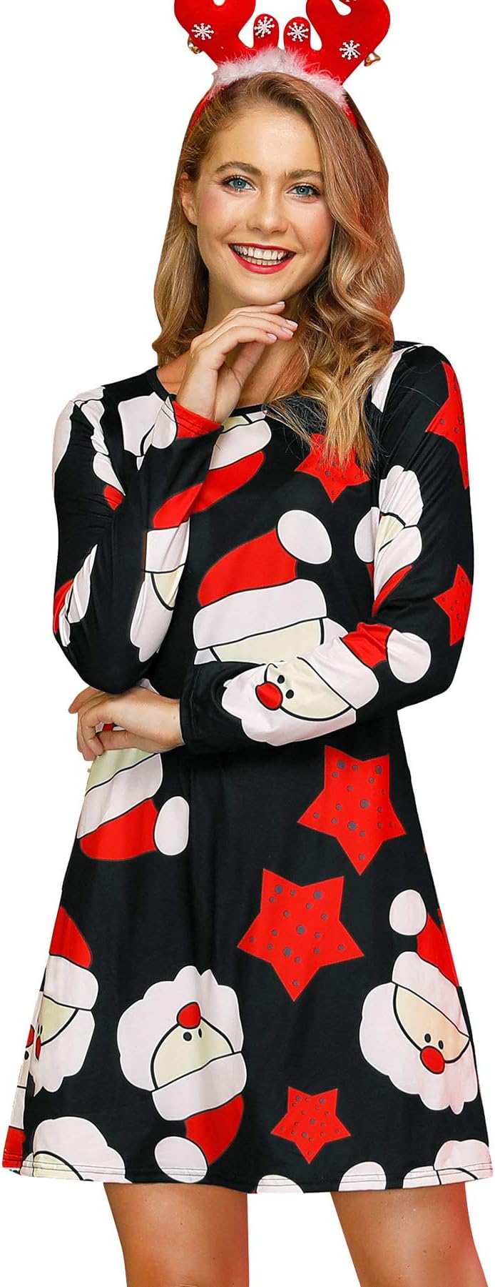 For G and PL Women's Christmas Printed Tunic Dress