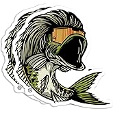 United by Color Mullet Bass Sticker (2 Pack), Strong Adhesive Waterproof Funny Fishing Stickers and Decals - No Fade, Used for Laptop, Mobile, Window, Bumper, RV, Water Bottle, Boat, Truck & Car