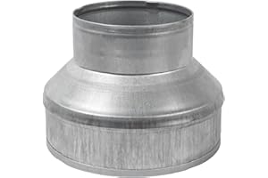 ECOPRO VENT 6" to 4" Inch Galvanized Steel Round Duct Reducer - Pipe Fitting Increaser Reducer - Drain, Waste and Vent Conduit Transition Adapter - Metal Tube Reducing Coupling