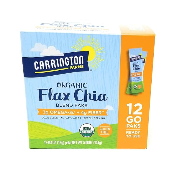 CARRINGTON FARMS READY-TO-EAT ORGANIC FLAX CHIA PAKS 12 PKTS