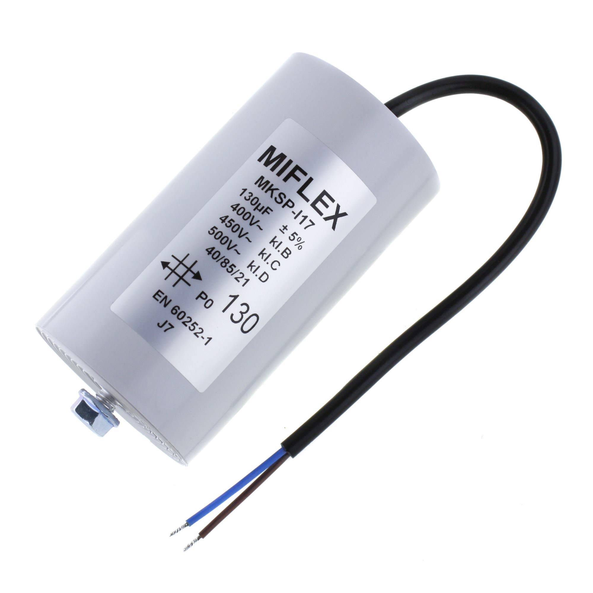 Start-up capacitor motor capacitor 130µF 400V 65x119 mm line; Miflex; 130uF