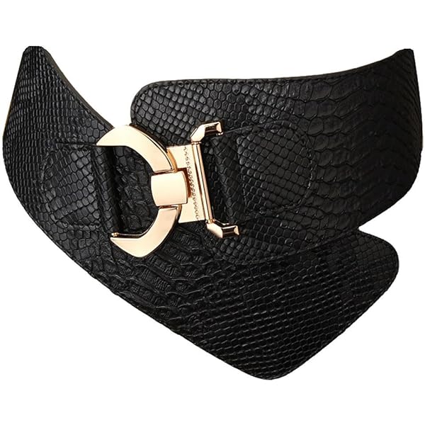 Women Black Braided Fashion Belt - Elastic Waistband Gold  display picture 1
