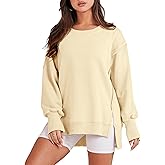 ANRABESS Womens Oversized Sweatshirts Crew Neck Long Sleeve Shirts Casual Loose Slit 2025 Fall Outfits Y2K Teen Girls Clothes