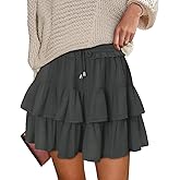 onlypuff Flowy Shorts for Women Ruffle Skorts Tiered Teen Girls Country Concert Outfits Golf Tennis Skort Under Sweater Skirt