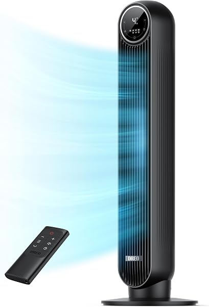 DREO Tower Fan for Bedroom, 28ft/s Velocity, 20dB Ultra Quiet, 8 Speeds | 2026 Upgraded DC Motor, 90° Oscillating, 4 Modes St