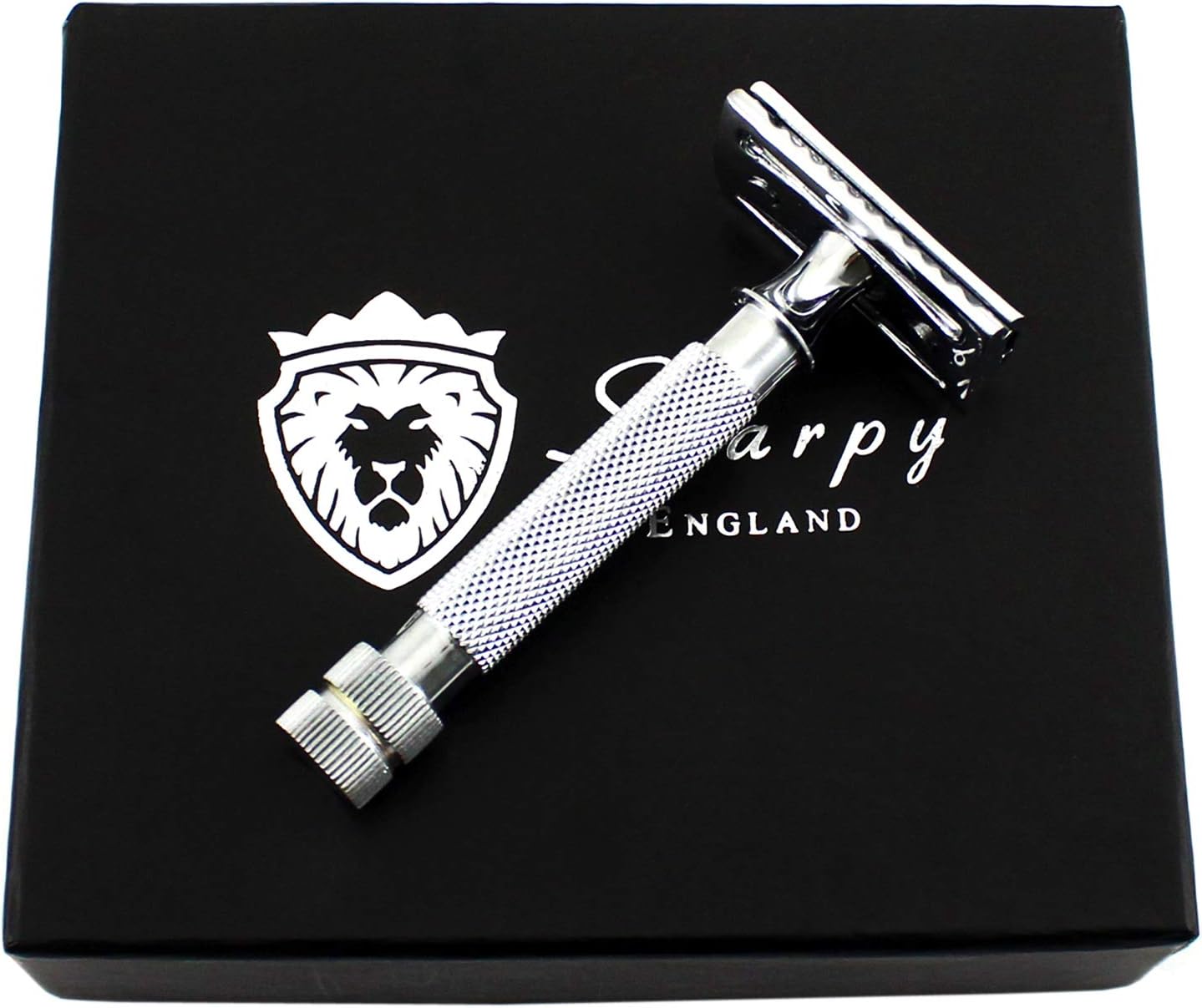 Sharpy England R-44 - Double Safety Razor - The Closest Luxury & Most Comfortable Gift Set, Smooth Shave for Men & Woman. Comes with Texture Handle for Extra Grip.